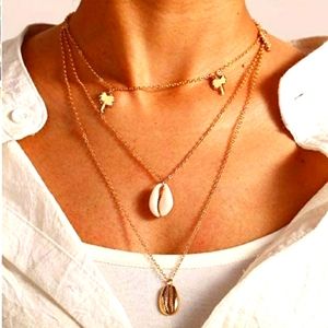 Boho Seashell layered choker silver necklace..NWT